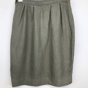 Proenza Schouler Gray Green 100% Linen Pleated Pencil Mini Skirt